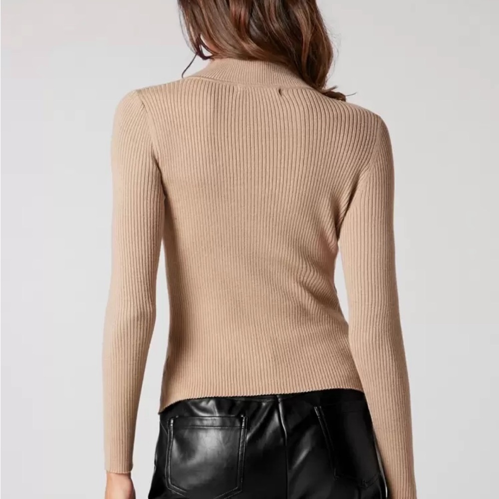Tan Cutout Ribbed Sweater - Picture 3 of 4
